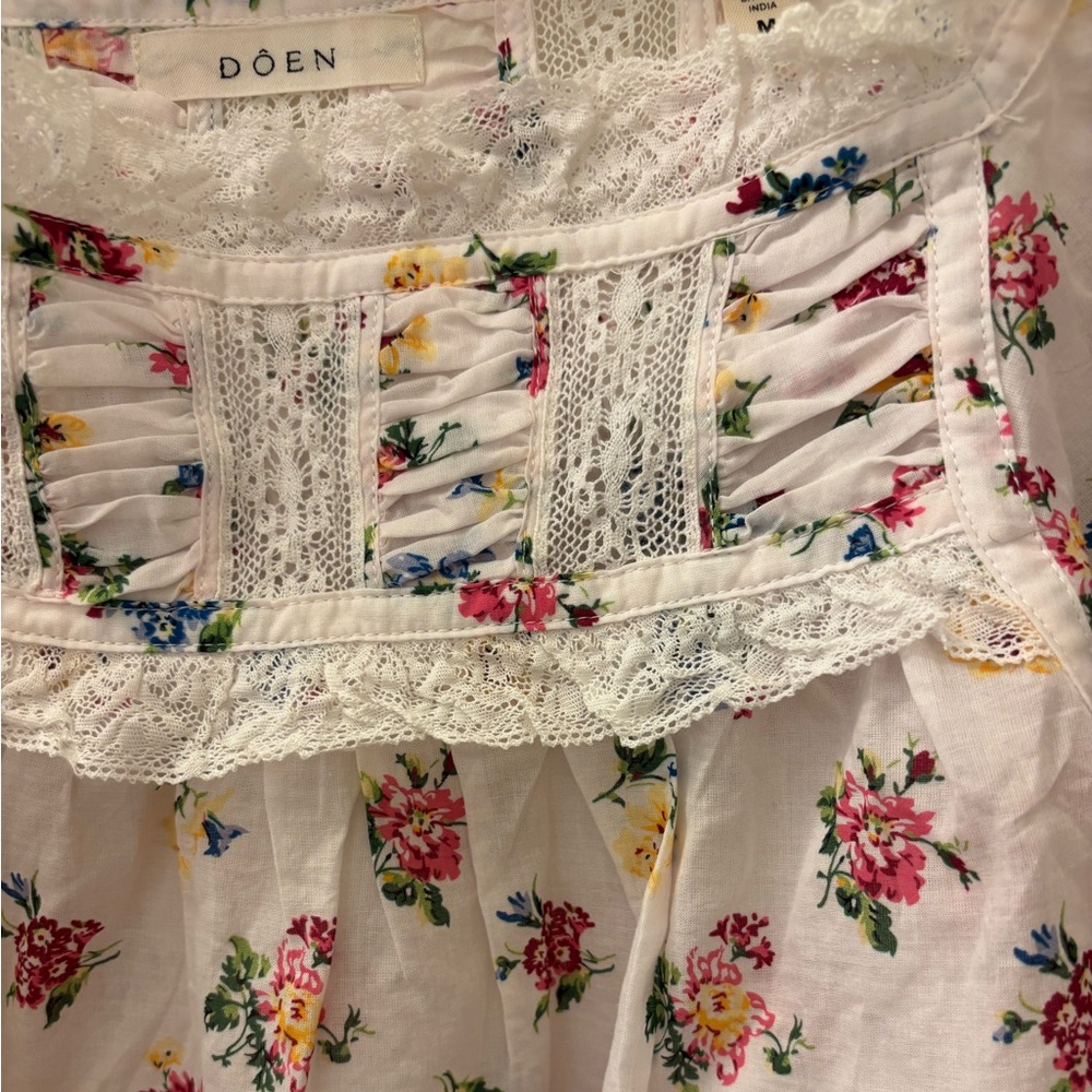 Doen White Floral Puff-Sleeve Blouse - Picture 3 of 4